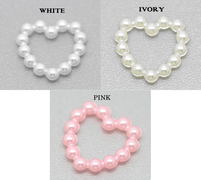 100 Pearl Bead Hearts Embellishments Craft Wedding Scrapbook Cards 11mm