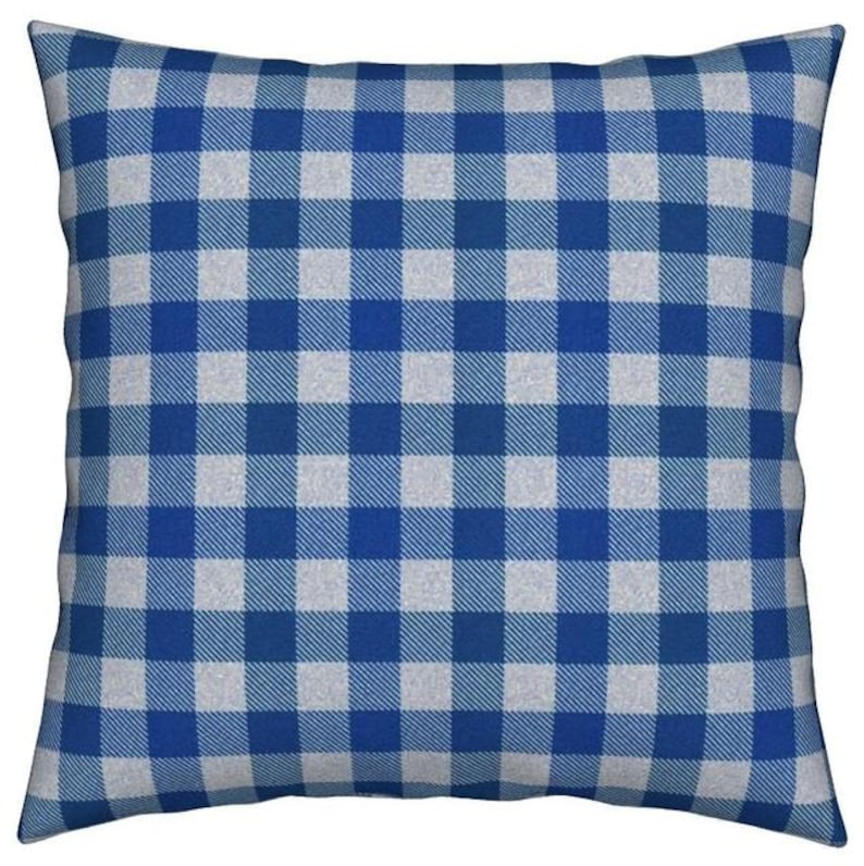 Gingham cushion cover 10" to 24" inch & Make to order Blue