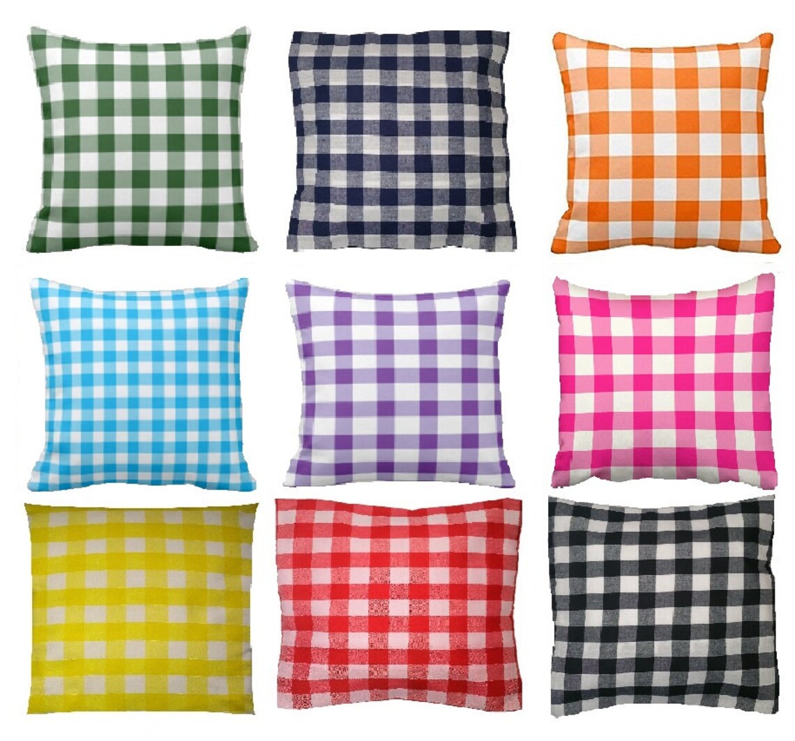 Gingham Cushion Cover 10 12 14 16 Etsy