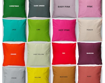 Plain Polycotton Cushion Cover Available in up to 24 inch and many colours, Made To Order Custom Size