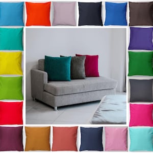 Plain Polycotton Cushion Cover | 8&quot;–24&quot; | 27+ Colours | Sofa Bed Chair Décor | Custom Size | Throw Pillow Case | Handmade UK