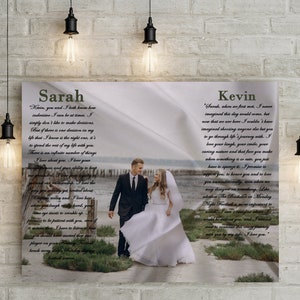 2./ Geburtstagsgeschenk - Personalisiertes Ehegelübde, Benutzerdefiniertes Paarportrait auf Leinwand oder Printable