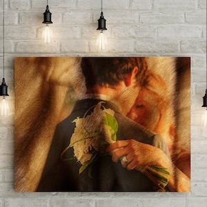 Fur/ 13th Wedding Anniversary Custom Couples Portrait - Photo to Canvas Art Print, Fur Effect, Perfect Anniversary Gift!
