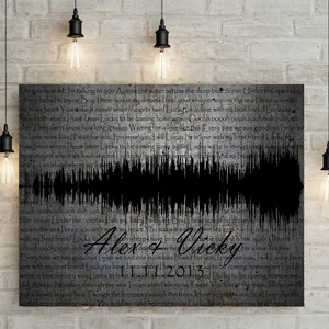 6th/Iron Anniversary Custom Soundwave - Wedding Anniversary Gift, First Dance/ Wedding Song Soundwave on Canvas