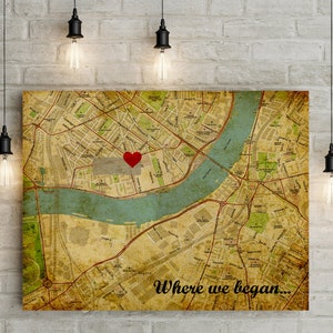 Waar we elkaar ontmoetten/waar we begonnen - Gepersonaliseerde kaart met aangepast gedicht/citaat/bericht - Papier/1e verjaardag cadeau!