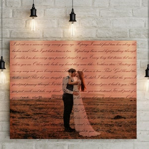 7th/ Copper Wedding Anniversary Gift - Custom Photo and Lyrics - First Dance/ Wedding Song on Canvas