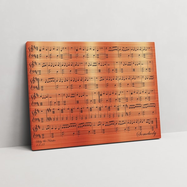 Copper Anniversary Custom Music Sheet - 7th Wedding Anniversary Gift, First Dance/ Wedding Song Music Notes on Canvas