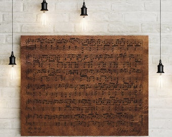 Leather 3rd Anniversary Gift - Custom Music Sheet - Printed on Canvas