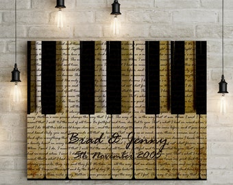 Ivory/ 14th Wedding Anniversary Gift - Custom Song Lyrics on Piano Keys, First Dance Lyrics - Custom Canvas or  Printable