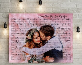 Candy/ 6th Anniversary Custom Music Sheet with Portrait - 6th Wedding Anniversary Gift, First Dance/ Wedding Song Music Notes on Canvas