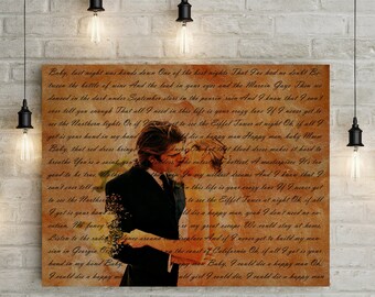 9th/ Pottery Wedding Anniversary Gift - Custom Photo and Lyrics - First Dance/ Wedding Song on Canvas