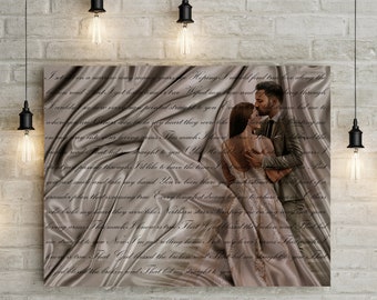 12th/ Silk Wedding Anniversary Gift - Custom Photo and Lyrics - First Dance/ Wedding Song on Canvas