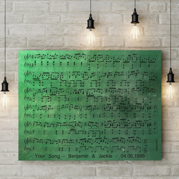 Jade Anniversary 35th Anniversary Custom Music Sheet - 35th1st Wedding Anniversary Gift, First Dance/ Wedding Song Music Notes on Canvas