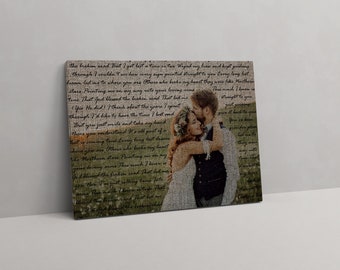 4th/ Linen Wedding Anniversary Gift - Custom Photo and Lyrics - First Dance/ Wedding Song on Canvas