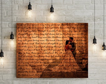 8th/ Bronze Wedding Anniversary Gift - Custom Photo and Lyrics - First Dance/ Wedding Song on Canvas