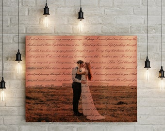 7th/ Copper Wedding Anniversary Gift - Custom Photo and Lyrics - First Dance/ Wedding Song on Canvas