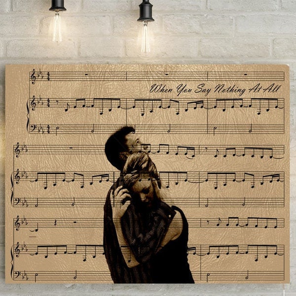 Leather Anniversary Custom Music Sheet and Custom Portrait - 3rd Wedding Anniversary Gift, First Dance/ Wedding Song Music Notes on Canvas