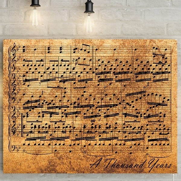 Bronze Anniversary Custom Music Sheet - 8th Wedding Anniversary Gift, First Dance/ Wedding Song Music Notes on Canvas