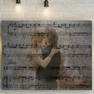 Iron Anniversary Custom Music Sheet with Portrait - 6th Wedding Anniversary Gift, First Dance/ Wedding Song Music Notes on Canvas