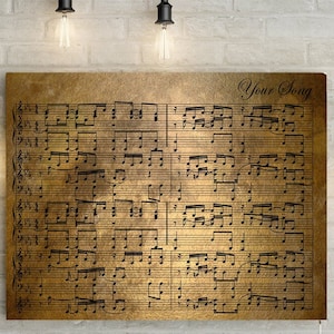Spartito musicale personalizzato per anniversario di ottone - regalo per il 21° anniversario di matrimonio, note musicali per il primo ballo/canzone nuziale su tela