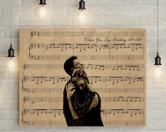 3rd Leather Anniversary Gift - Custom Music Sheet and Photo - Wedding Song Notes - Printed on Canvas