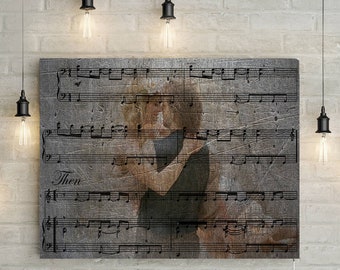 Iron Anniversary Custom Music Sheet with Portrait - 6th Wedding Anniversary Gift, First Dance/ Wedding Song Music Notes on Canvas