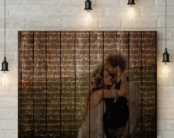 5th/ Wooden Wedding Anniversary Gift - Custom Photo - First Dance Wedding Song Lyrics on Canvas