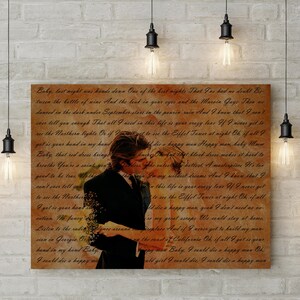 9th/ Pottery Wedding Anniversary Gift - Custom Photo and Lyrics on Canvas