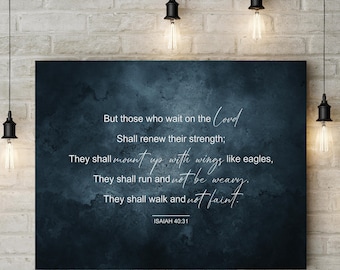 Isaiah 40:31 Canvas Print | Motivational Christian Scripture Wall Art | Wait on the Lord