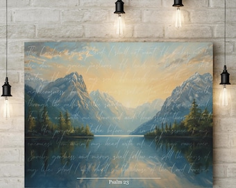 Psalm 23 Canvas Print | Christian Scripture Wall Art | Lord is my shepherd verse