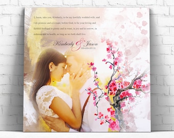 4th Anniversary Wedding Vows Canvas, Fruit & Flowers (Personalized Art)