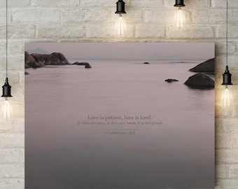 1 Corinthians 13:4 Canvas Art | Love is Patient, Scripture Wall Decor