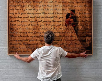 8th Wedding Anniversary Canvas Art | Bronze Year Gift | Custom Designed Photo and Lyrics Print | Gallery Wrapped | Floater Frame