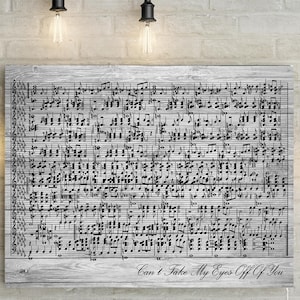 Wooden Anniversary Custom Music Sheet - 5th Wedding Anniversary Gift, First Dance/ Wedding Song Music Notes on Custom Canvas