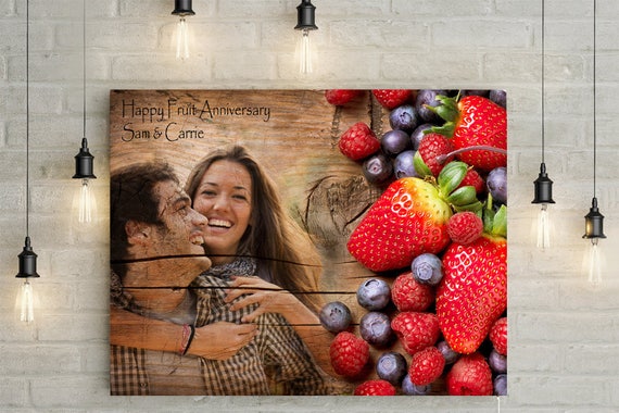 Fruit/ 4th Wedding Anniversary Custom Couples Portrait - Photo to Canvas Art