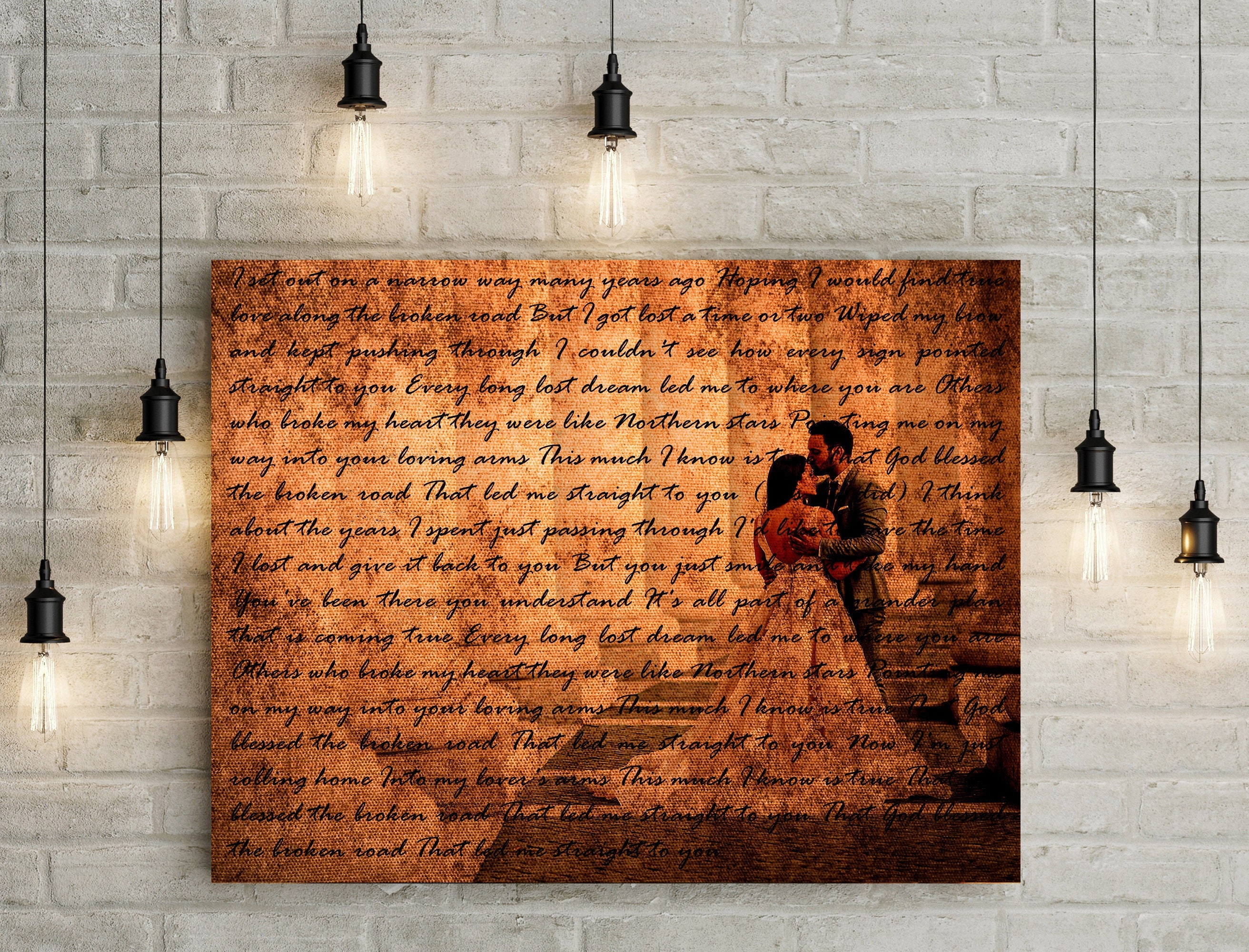 8th/ Bronze Wedding Anniversary Gift - Custom Photo and Lyrics - First Dance/ Wedding Song on Canvas