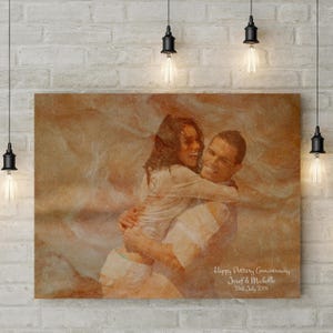9th /Pottery Anniversary Custom Couples Portrait  - Personalized Poem- Canvas Print or Printable
