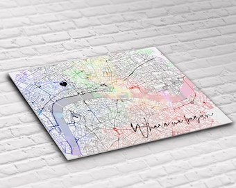 Metal Print Custom Anniversary Gift - Where We Met Map - Where We Began Art - Printed on Aluminium