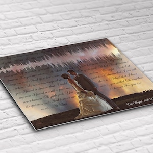 Personalised Wedding Gift -  Custom Soundwave Art On Metal – Custom Portrait/ photo, First Dance Wedding Song or Vows on Aluminium Metal