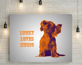 Custom Pet Portrait, Colourful Digital Photo Art with Personalized Words - Photo to Canvas Print or Printable