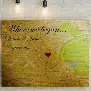 Waar we elkaar ontmoetten/waar we begonnen - Gepersonaliseerde kaart met aangepast gedicht/citaat/bericht - Gouden/cadeau 50e verjaardag!