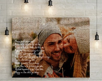 Custom Couples Portrait Linen Effect - Personalized Canvas Print, Perfect 4th Anniversary Gift