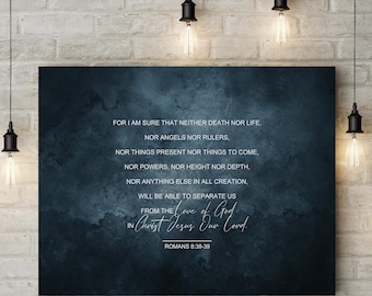 Romans 8:38-39 Canvas Art | The Love of God | Motivational Christian Scripture Wall Art