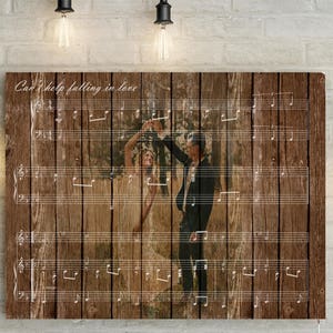 Wooden Anniversary Custom Music Sheet with Portrait - 5th Wedding Anniversary Gift, First Dance/ Wedding Song Music Notes on Canvas