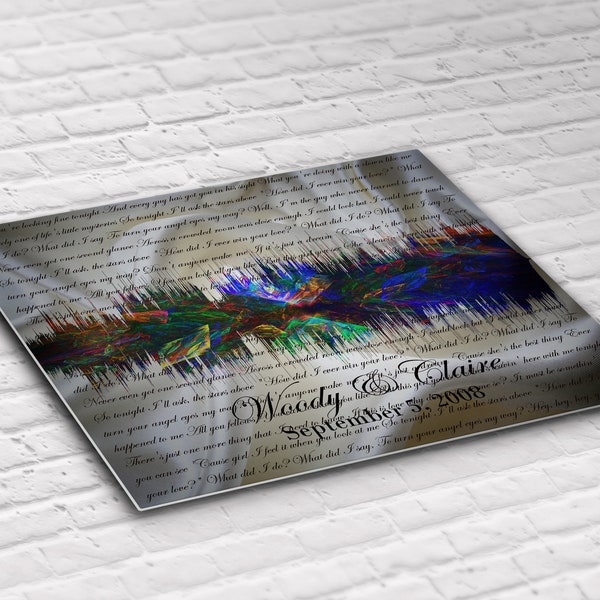 Metal Print Custom Jubiläumsgeschenk / Custom Soundwave Art On Metal – Erster Tanz / Hochzeitslied Soundwave auf Aluminium Metal