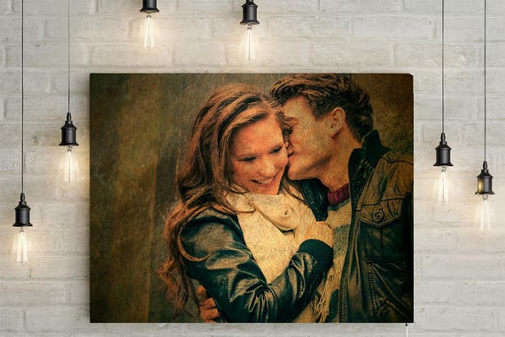 Brass/21st Wedding Anniversary Custom Couples Portrait - Photo to Canvas Art Print