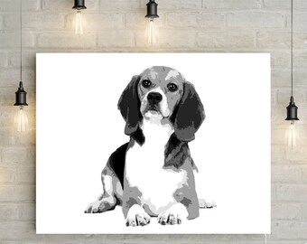 Custom Pet Portrait  / Photo -  Personalized, Black and White Pop Art/Cartoon style Canvas Print or Printable