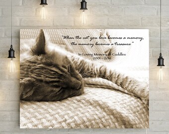 Custom Cat Portrait, Pet Remembrance, In Loving Memory,  Custom Photo Quote/ Poem Print - Canvas or Digital