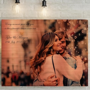 Copper Wedding Anniversary Portrait - Custom 7th Anniversary Couples Photo Canvas Print or Printable