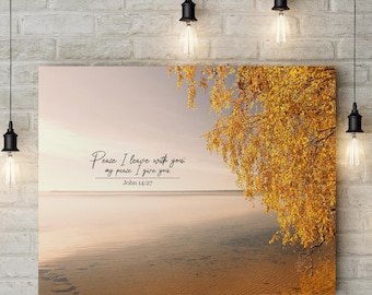John 14:27 Bible Verse Canvas Art | Christian Scripture Wall Decor